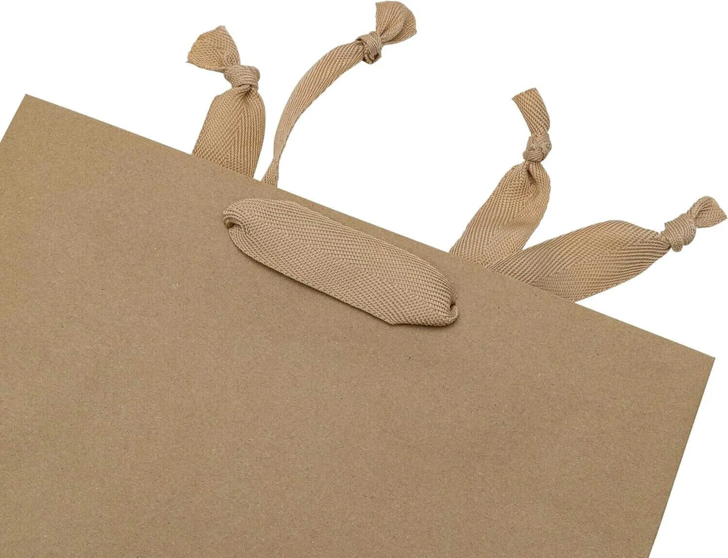 10.5x3x8.25 Medium Brown Paper Bags with Ribbon Handles