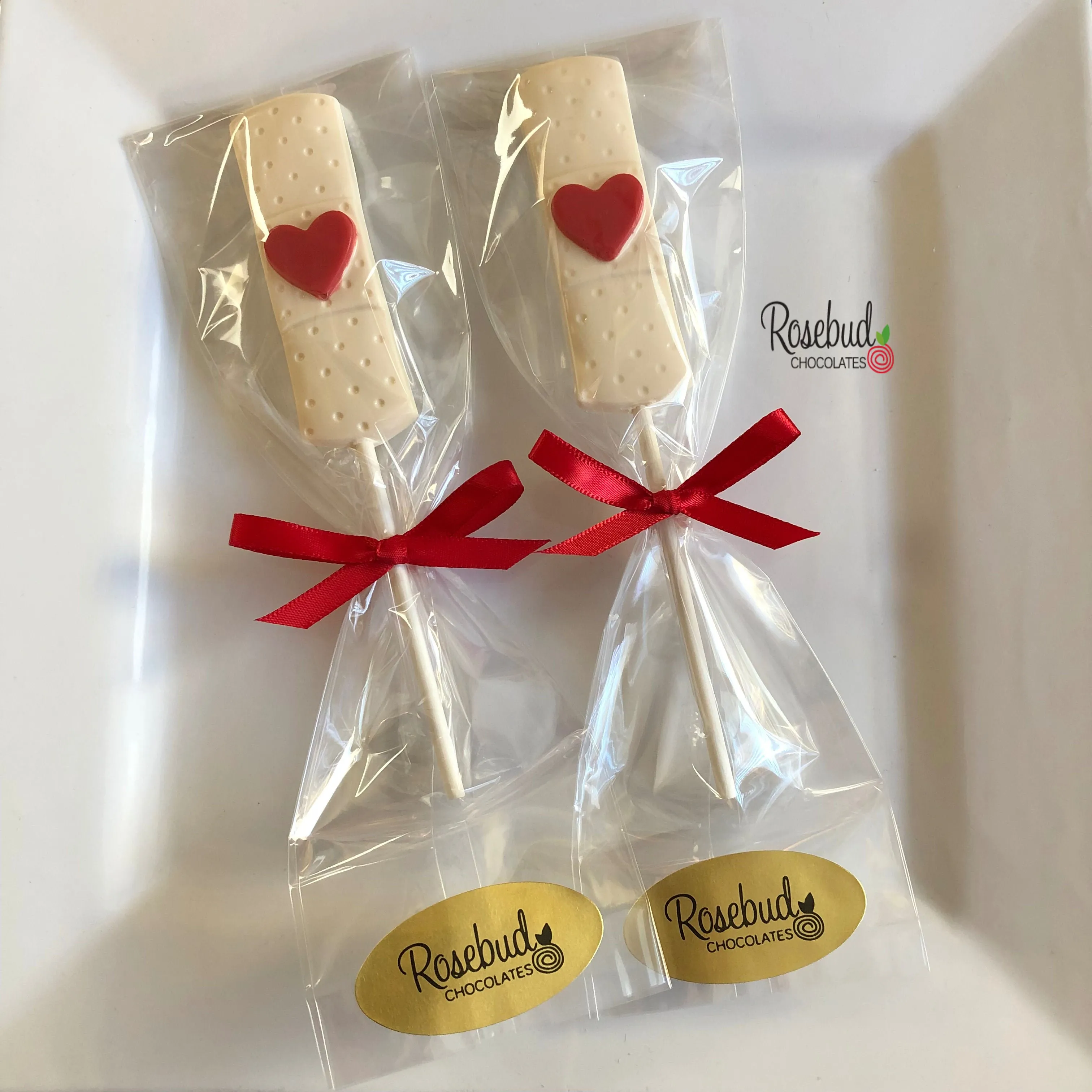 12 BAND-AID Chocolate Lollipop Candy Party Favors Heart