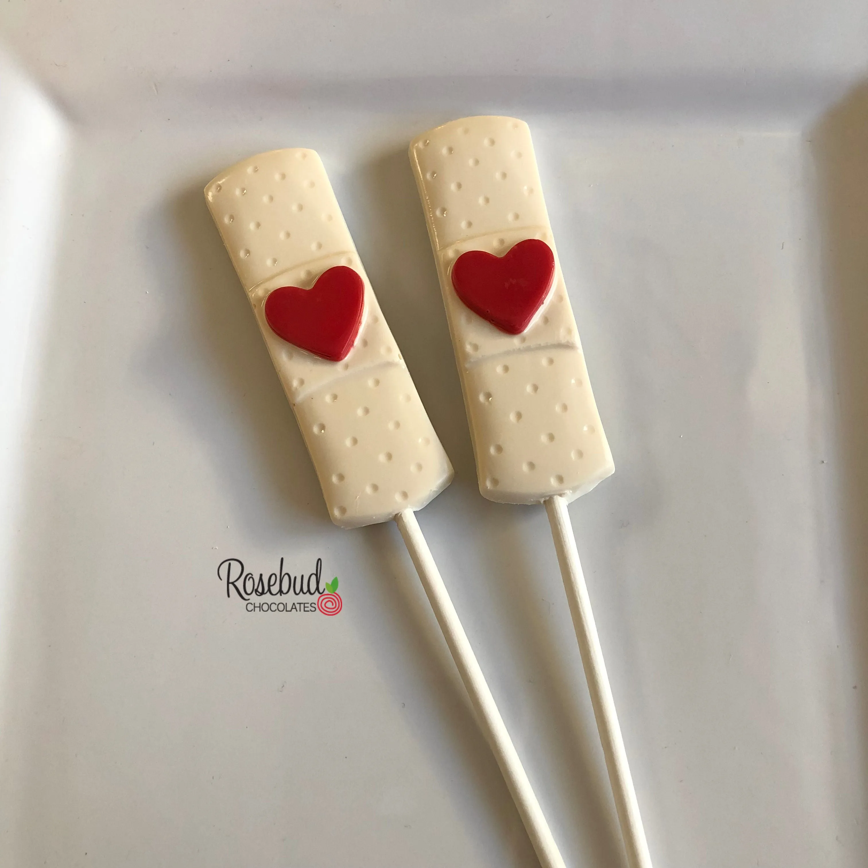 12 BAND-AID Chocolate Lollipop Candy Party Favors Heart