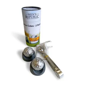 2 Pack Silver Golf Ball Ice Cubes - 7.5cm x 7.5cm x 16.5cm