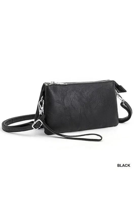 3 in 1 Vegan Leather Crossbody Clutch