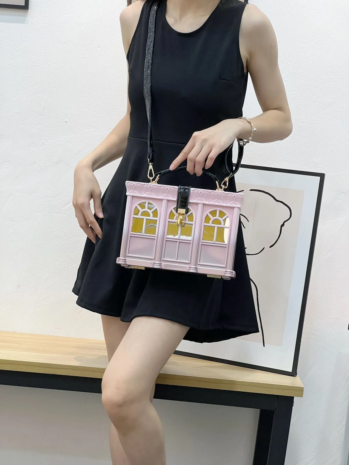 3D House Shaped Acrylic Box Women Purses