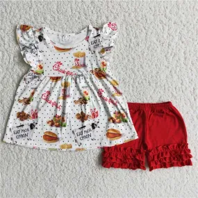 A7-22 Hamburg Little Flying Sleeve Red Pants Set