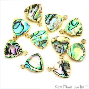 Abalone Shell 14mm Trillion Shape Gold Electroplated Gemstone Connector