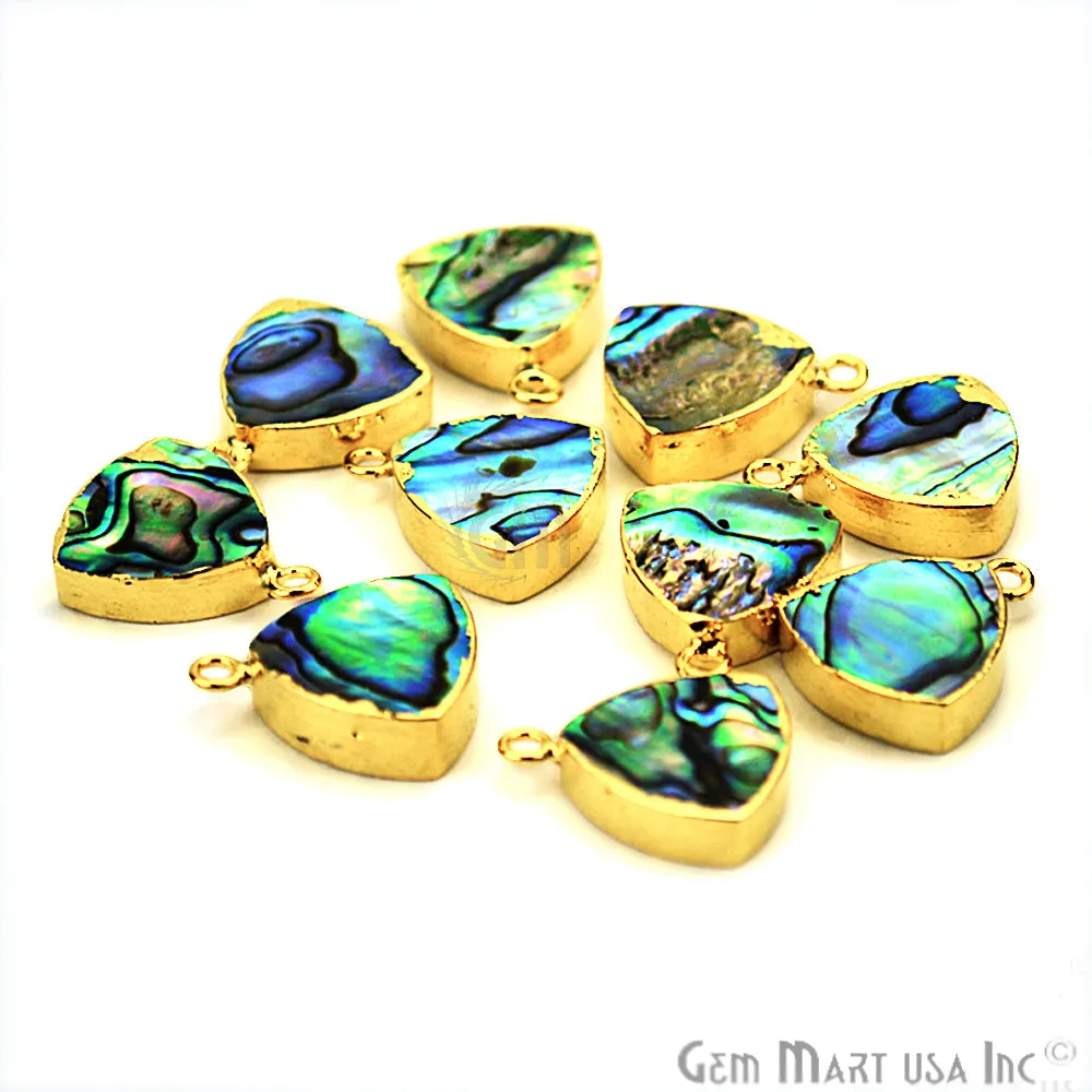 Abalone Shell 14mm Trillion Shape Gold Electroplated Gemstone Connector