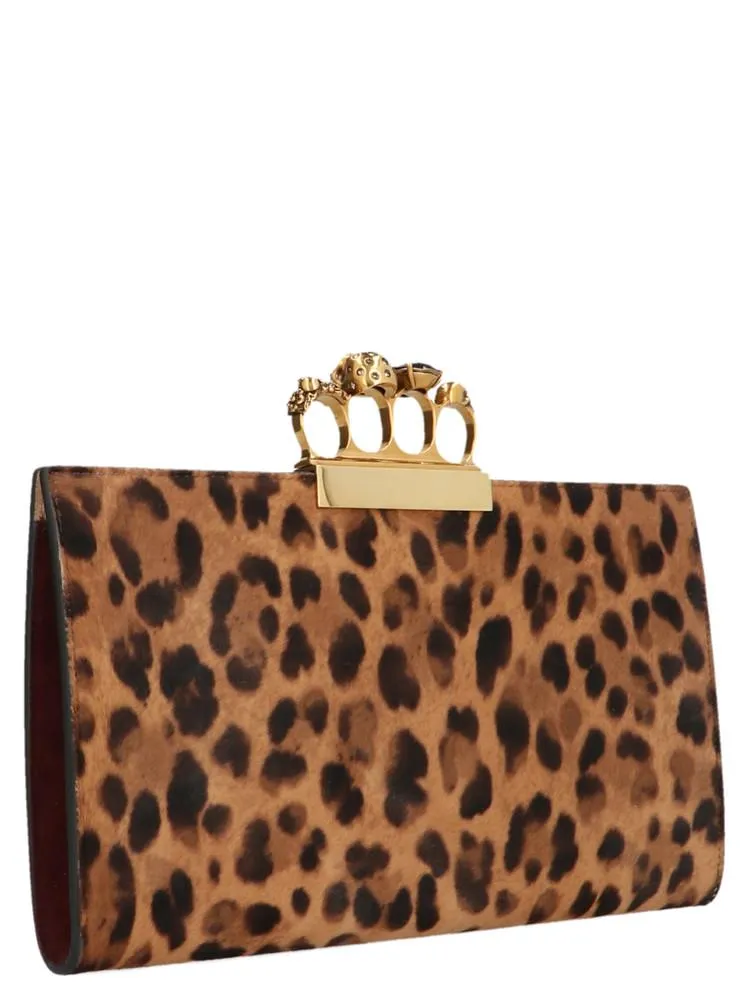 Alexander McQueen Leopard Print Jeweled Clutch Bag