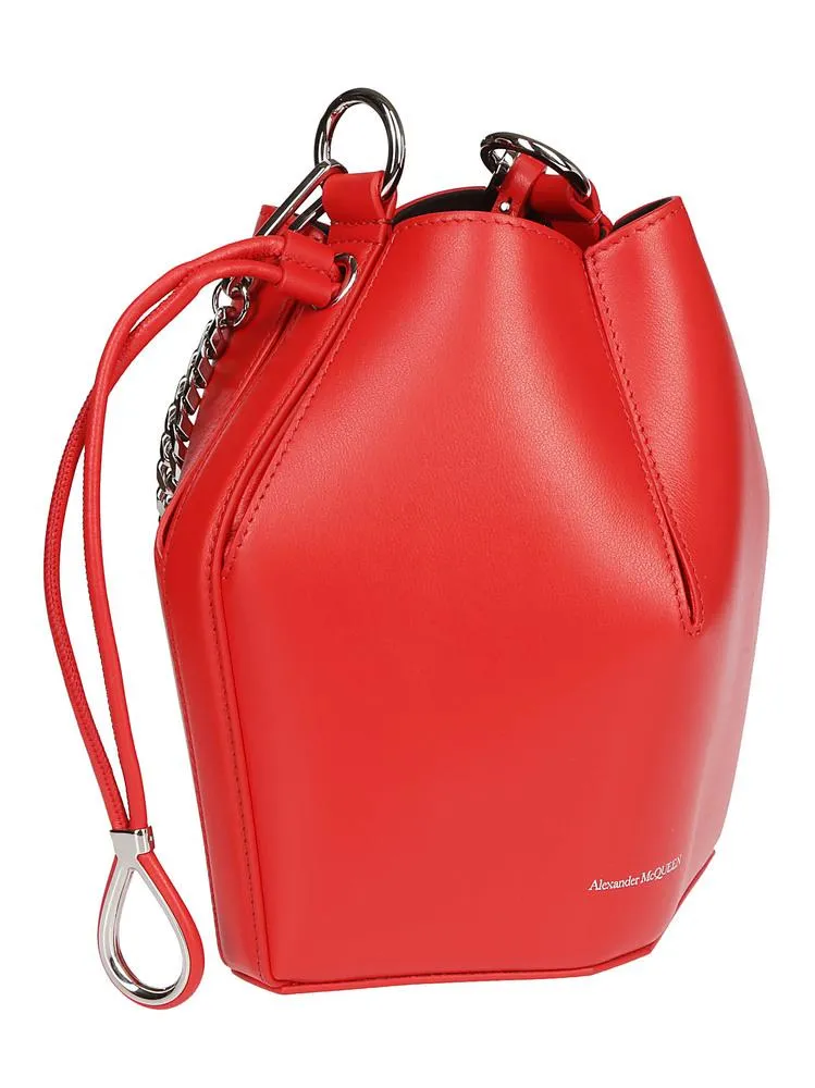 Alexander McQueen Logo Print Bucket Bag