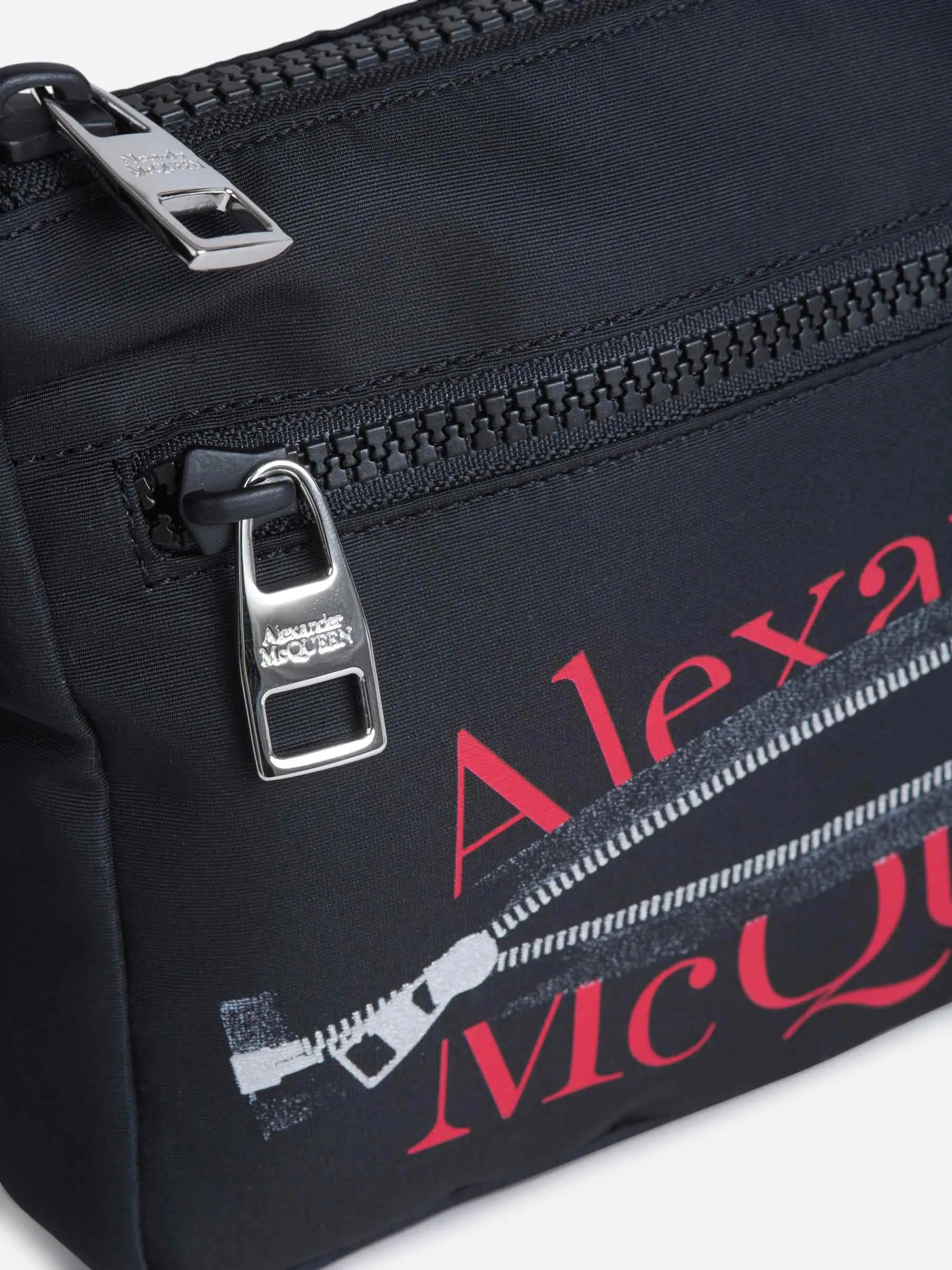 Alexander McQueen Zip Logo Printed Shoulder Bag