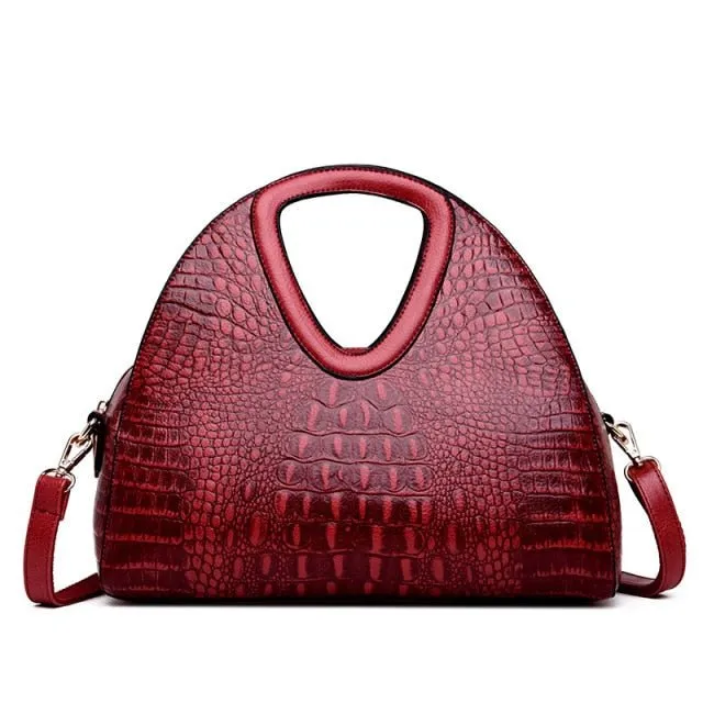 AlliLux Exotic Alligator Texture Large Shoulderbag