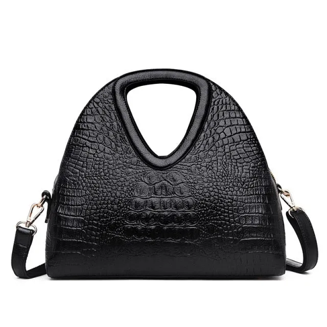 AlliLux Exotic Alligator Texture Large Shoulderbag