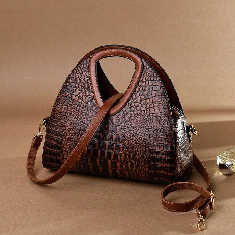 AlliLux Exotic Alligator Texture Large Shoulderbag