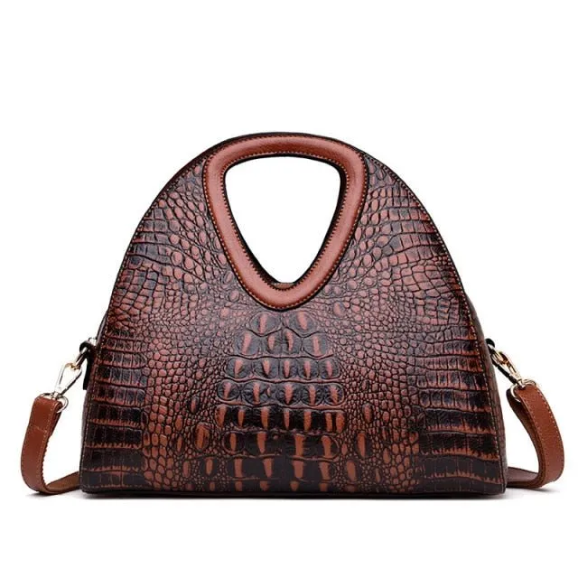 AlliLux Exotic Alligator Texture Large Shoulderbag