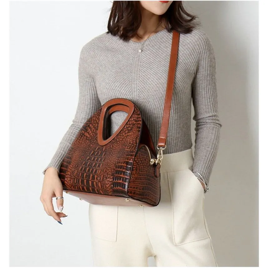 AlliLux Exotic Alligator Texture Large Shoulderbag