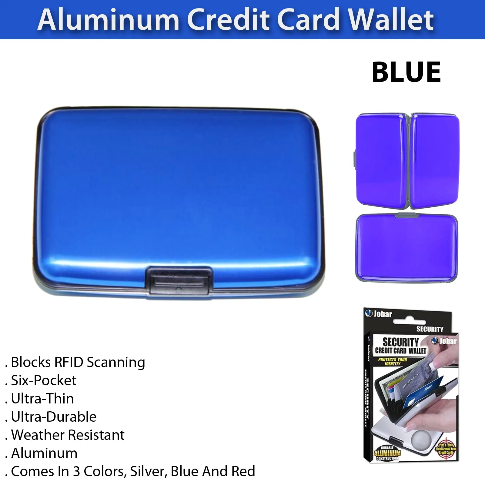 Aluminum Credit Card Wallet, Light Weight - BLUE