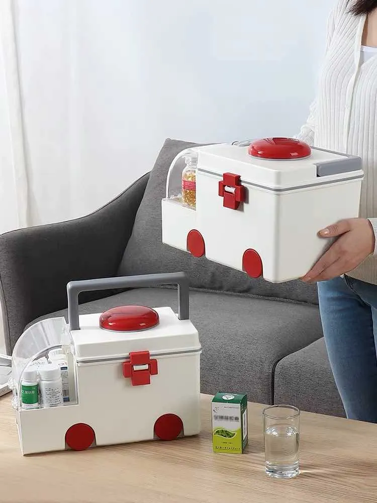 Ambulance Family First Aid Kit - Cute Medicine Lock Storage Box Organizer