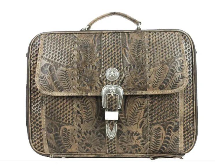 American West Handbag Travel Collection: Retro Multi-Compartment Laptop Briefcase