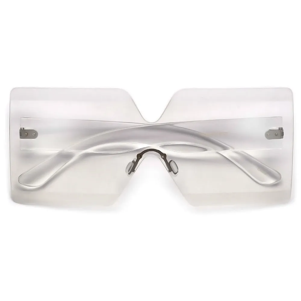 Angular Rimless Flat Top Clear Shield Eyewear