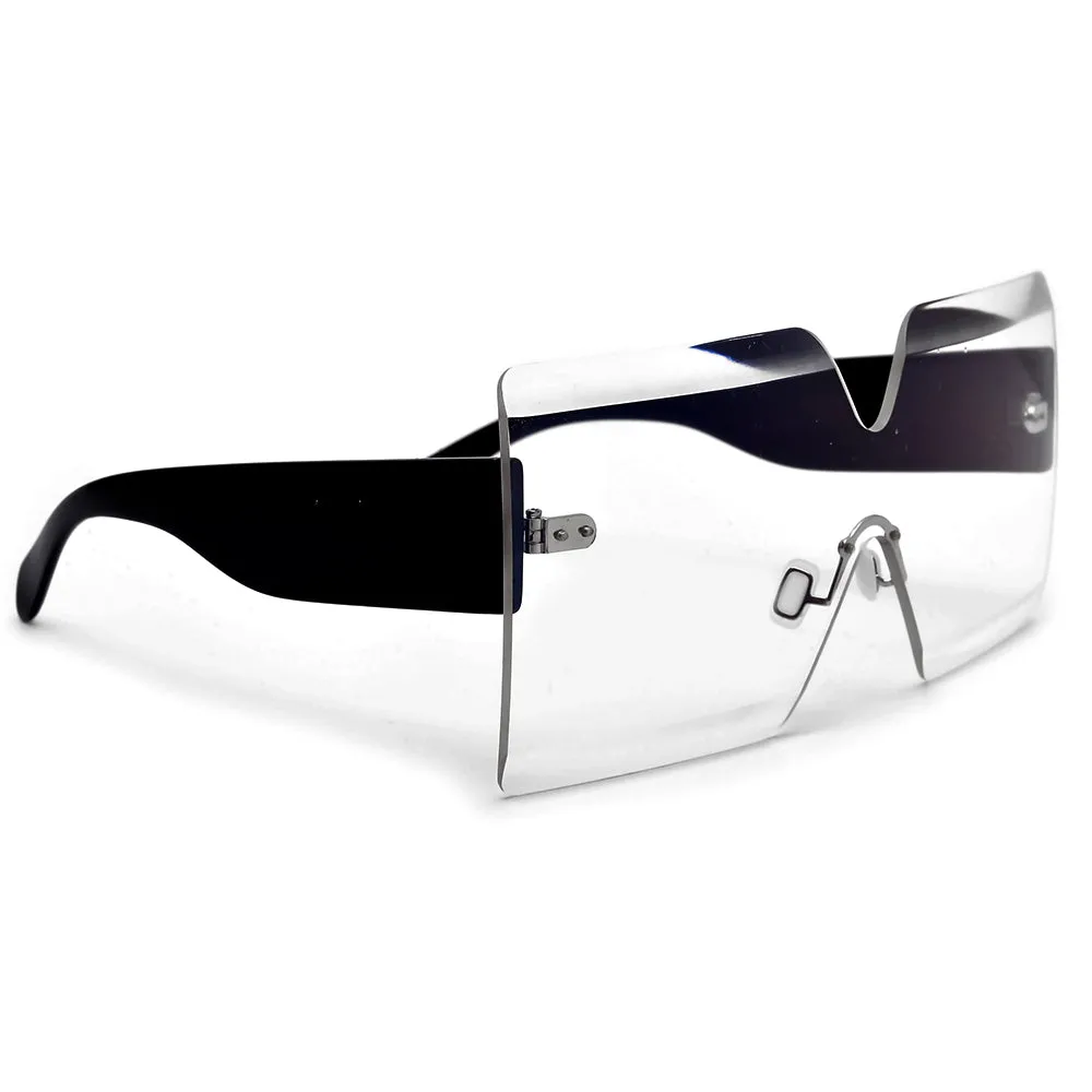 Angular Rimless Flat Top Clear Shield Eyewear