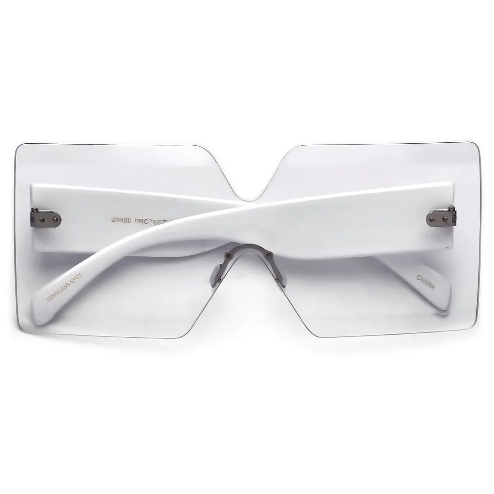 Angular Rimless Flat Top Clear Shield Eyewear