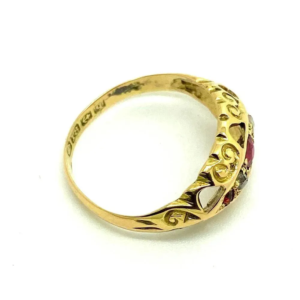 Antique 1915 Ruby Diamond 18ct Gold Ring