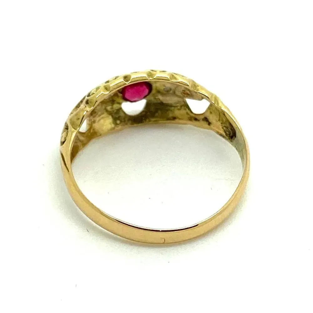 Antique 1915 Ruby Diamond 18ct Gold Ring