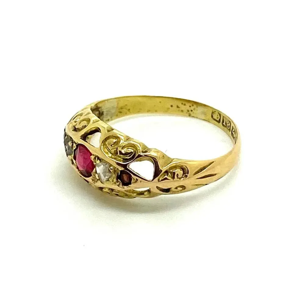 Antique 1915 Ruby Diamond 18ct Gold Ring