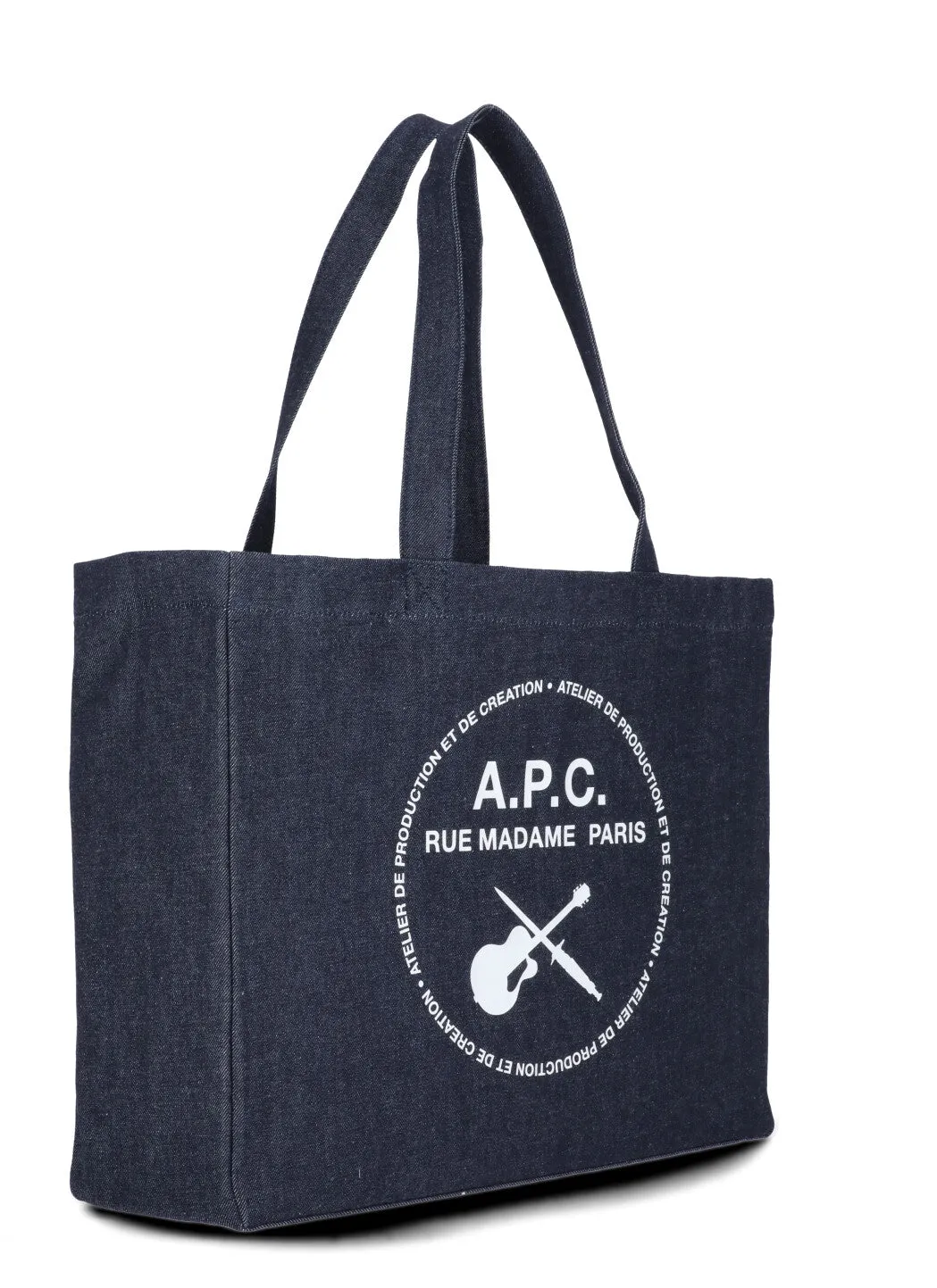 A.P.C. Logo Printed Denim Shopper Bag