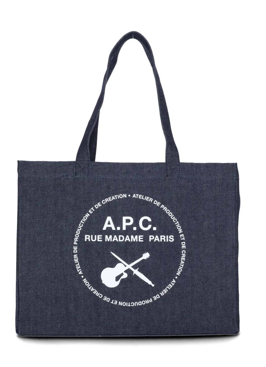 A.P.C. Logo Printed Denim Shopper Bag