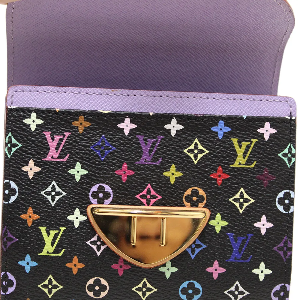 Authentic New Louis Vuitton Black Multicolor Medium Joey Wallet