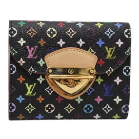 Authentic New Louis Vuitton Black Multicolor Medium Joey Wallet