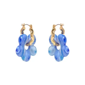 Aya Hoops in Gold & Blue Glass