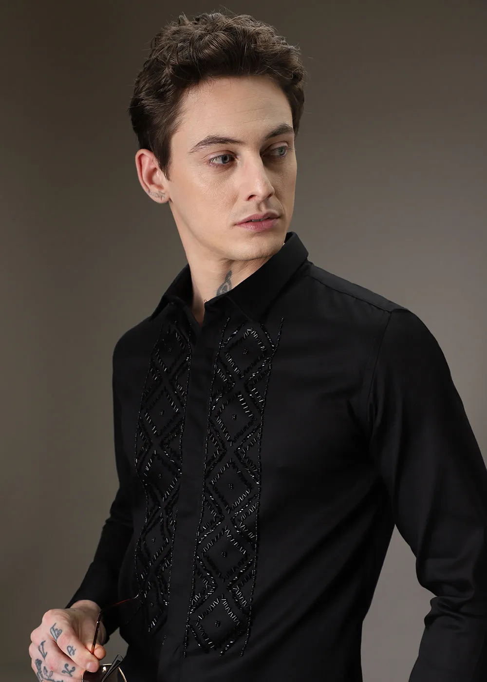 BeadazzleClub Black Designer Shirt