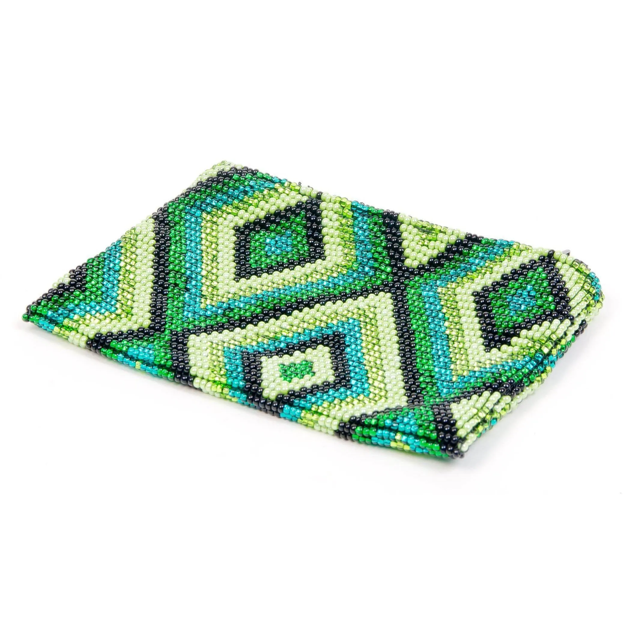 Beaded Seed Bead Geometric Coin Purse  - Guatemala