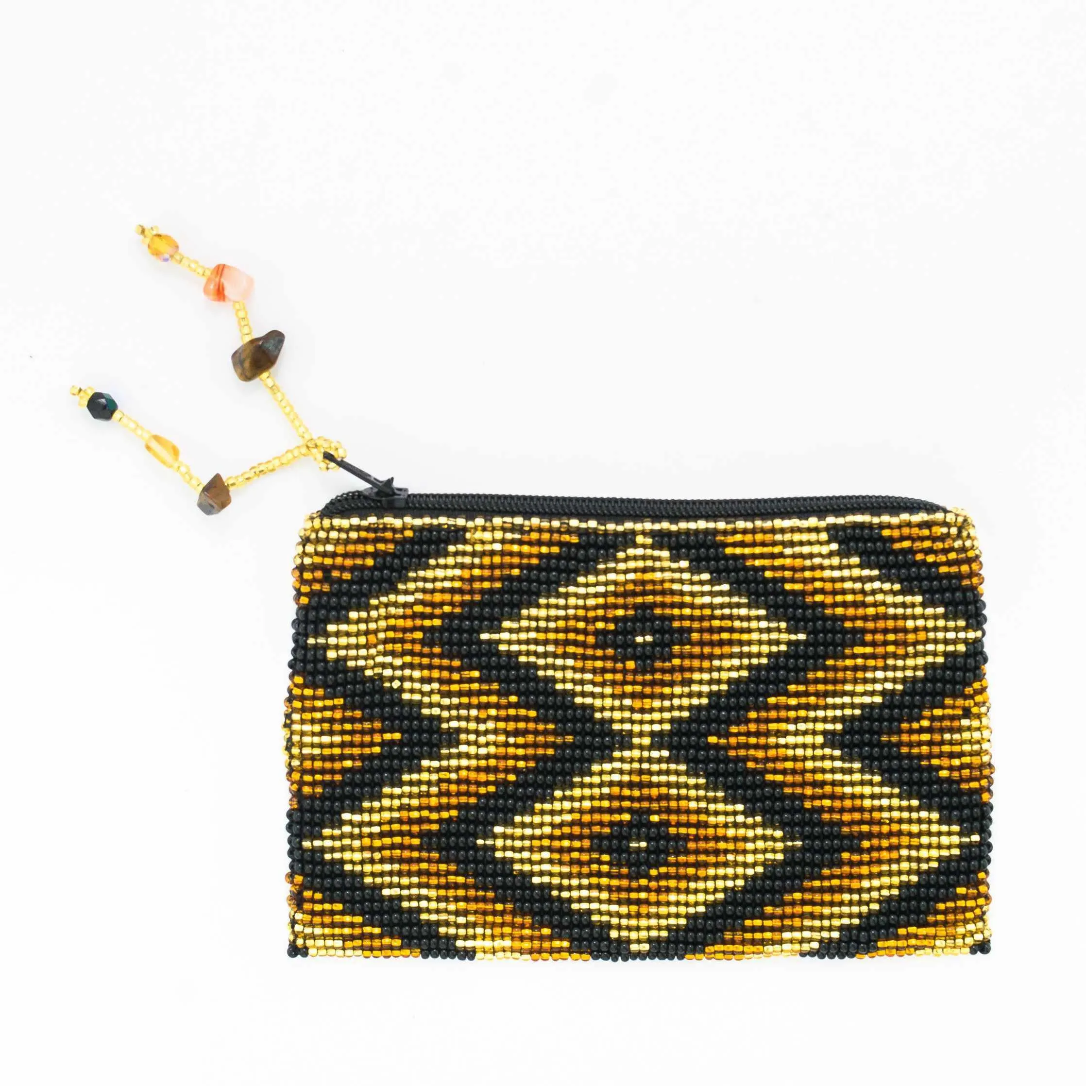 Beaded Seed Bead Geometric Coin Purse  - Guatemala