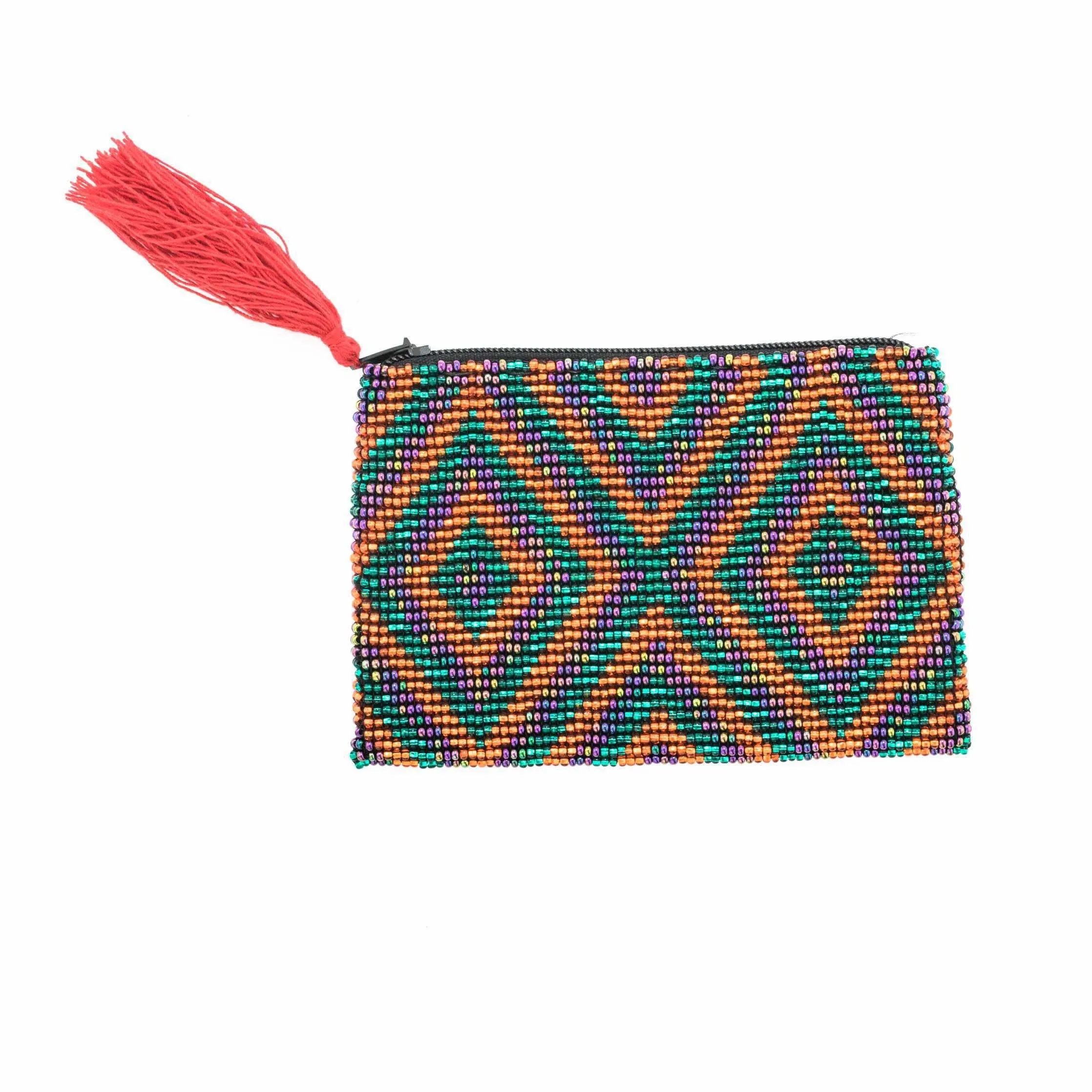 Beaded Seed Bead Geometric Coin Purse  - Guatemala