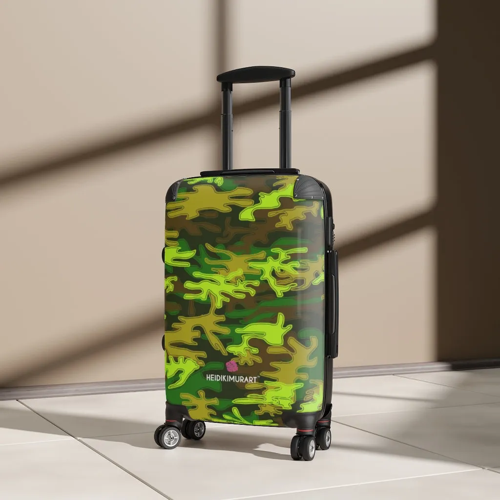 Best Green Camo Cabin Suitcase, Carry On Luggage With 2 Inner Pockets & Built in TSA-approved Lock With 360° Swivel