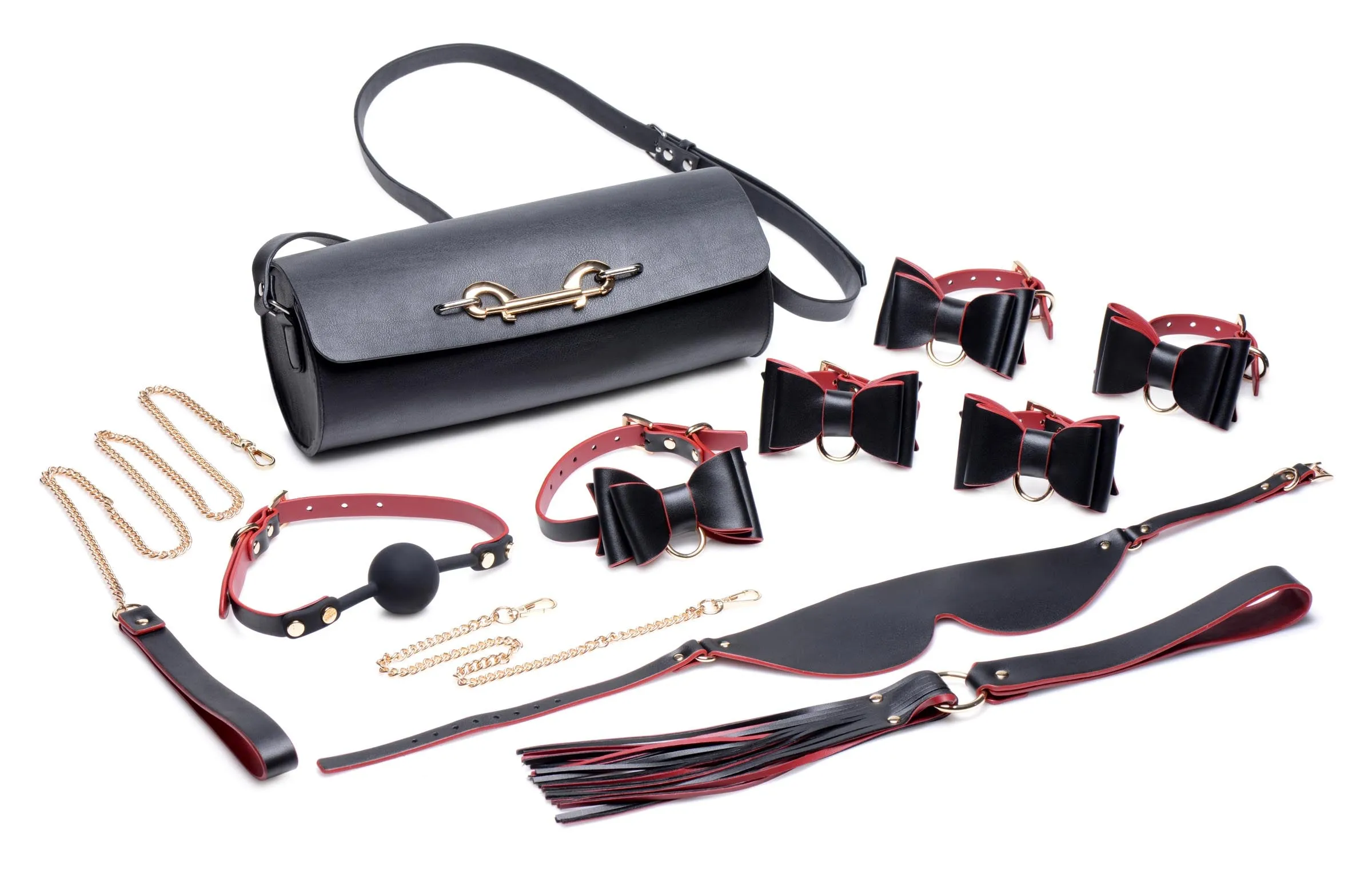 Black And Red Bow Bondage Set With Carry Case