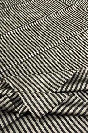 Black And Silver Handloom Chanderi Pure Tissue Silk Fabric ( 1 Mtr )