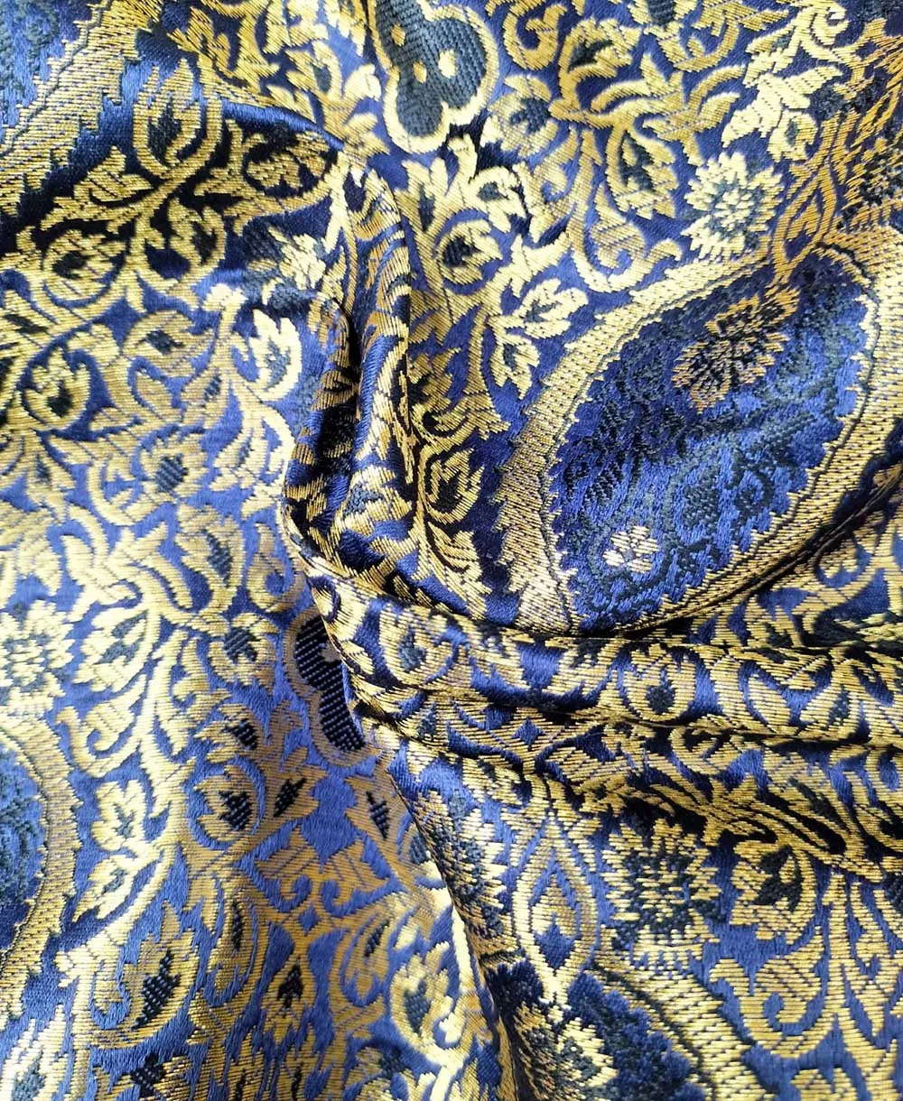 Black Banarasi Silk Fabric ( 1 Mtr )