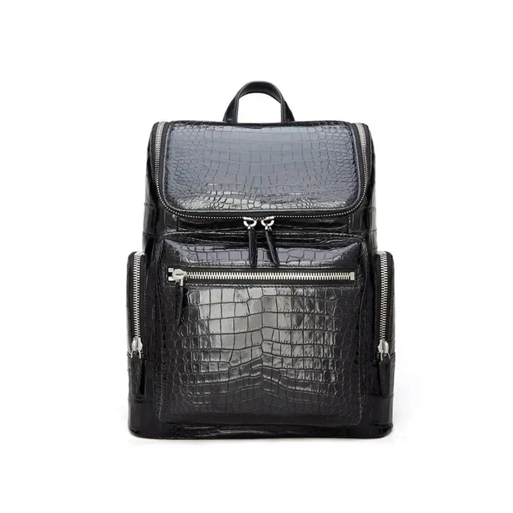 Black Crocodile Leather Backpack