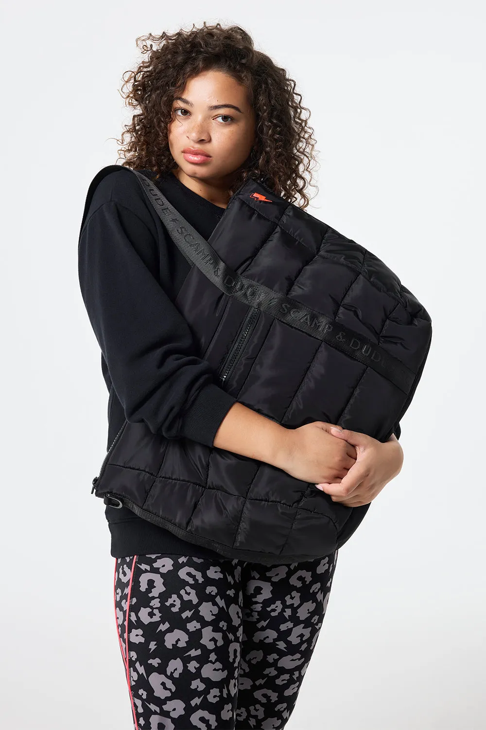 Black Large Puffer Tote Bag