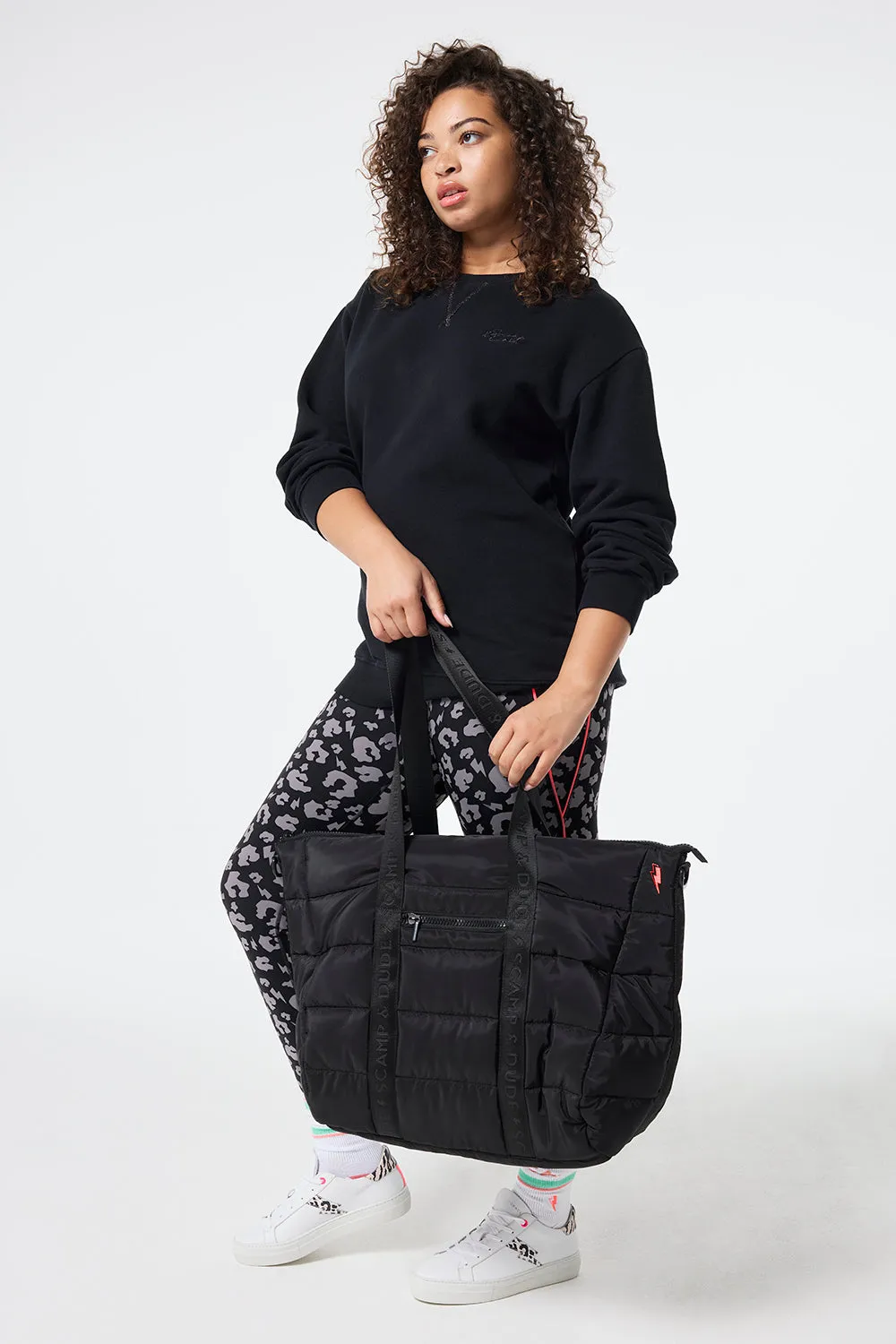 Black Large Puffer Tote Bag