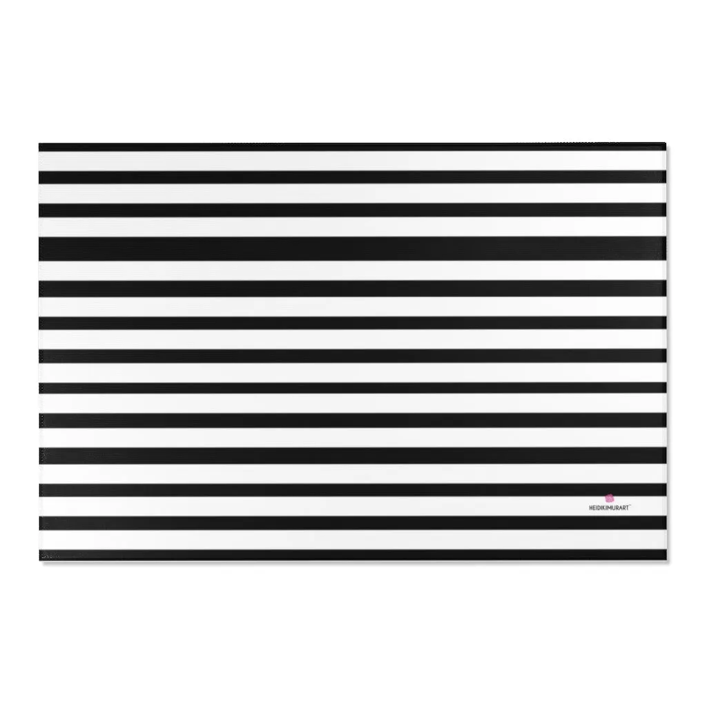 Black Striped Designer Area Rugs