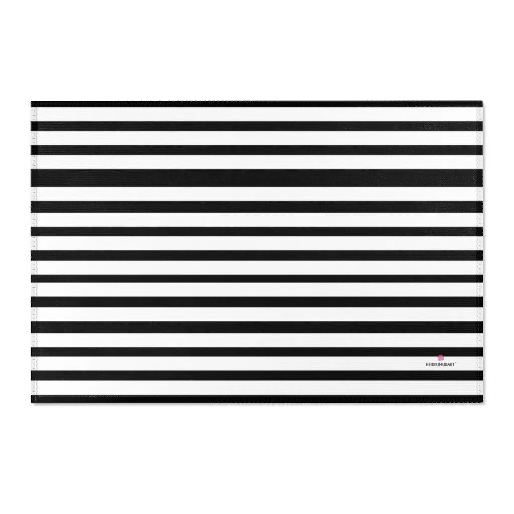 Black Striped Designer Area Rugs