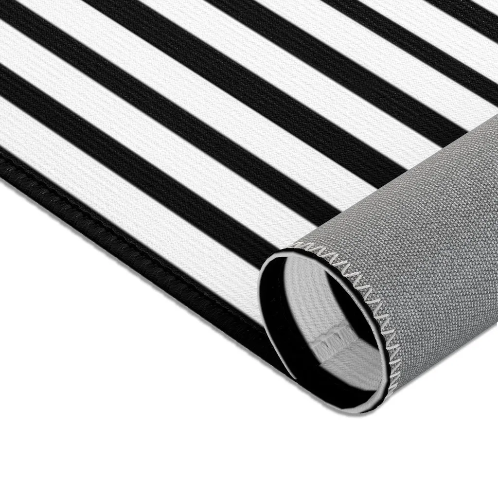 Black Striped Designer Area Rugs