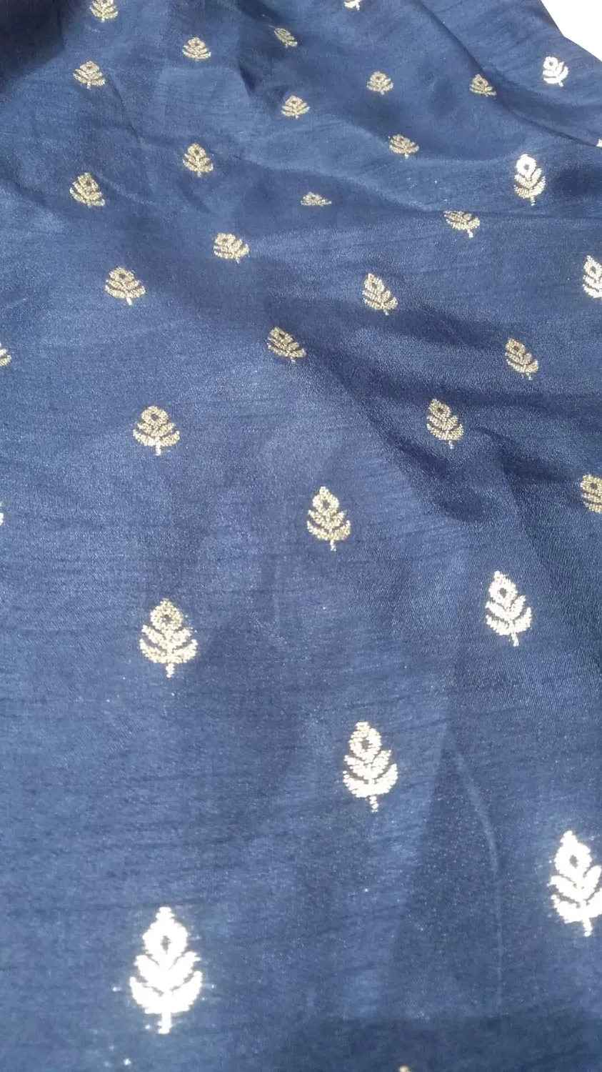 Blue Banarasi Dola Silk Fabric ( 1 Mtr )