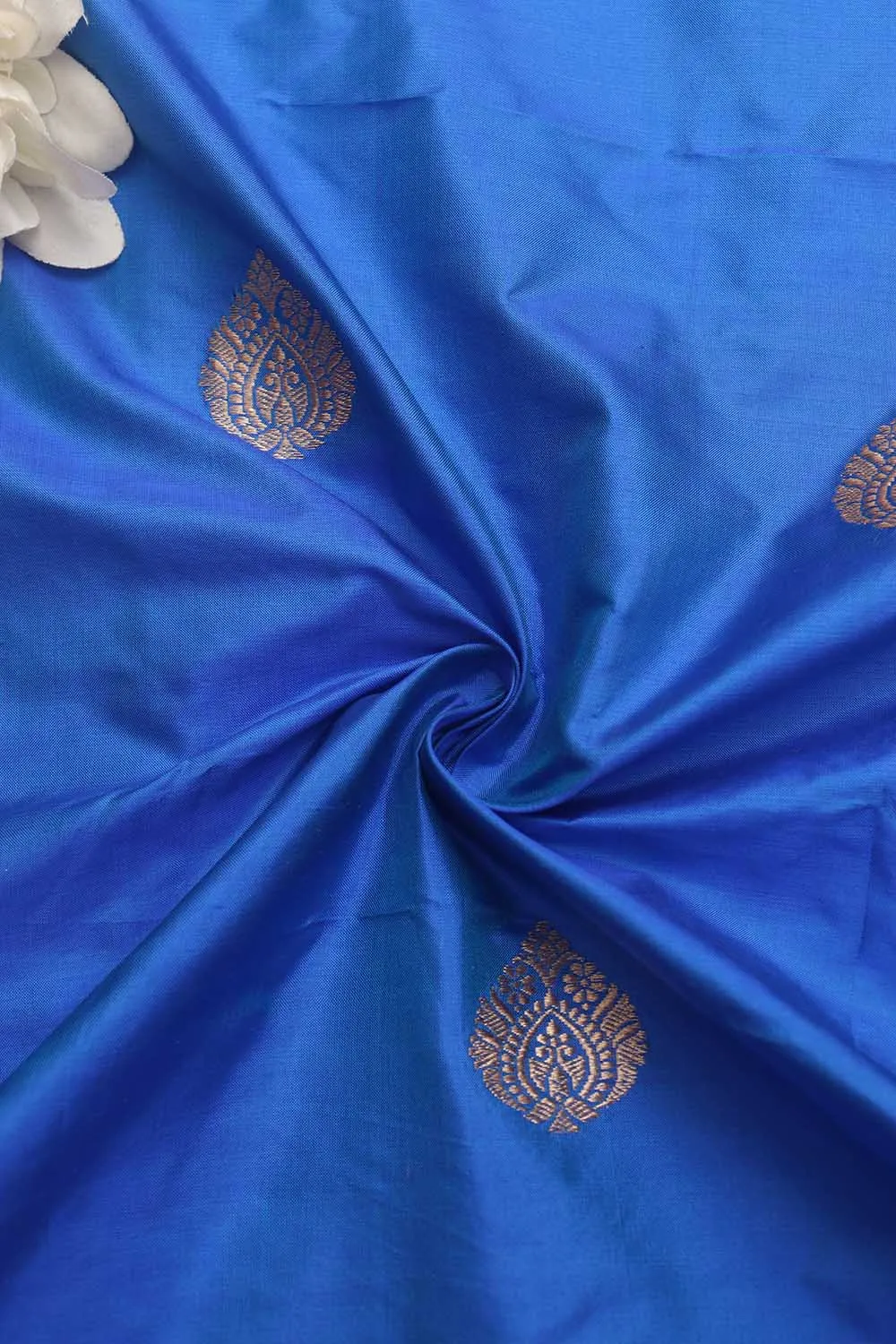 Blue Banarasi Pure Katan Silk Fabric ( 1 Mtr )