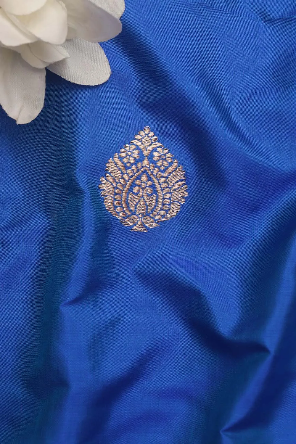 Blue Banarasi Pure Katan Silk Fabric ( 1 Mtr )