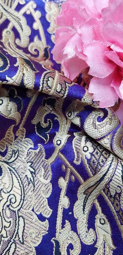 Blue Banarasi Silk Fabric ( 1 Mtr )