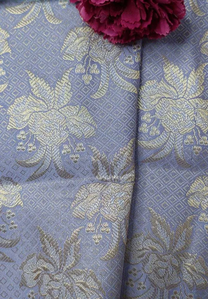 Blue Banarasi Silk Fabric ( 1 Mtr )